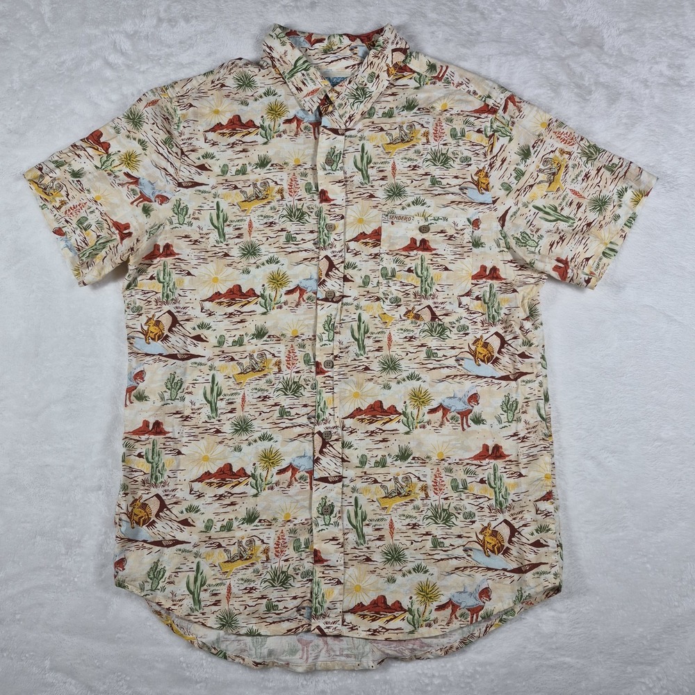 Sendero Provisions Co Shirt Men's Large Beige Desert Rodeo Western Hemp Tencel